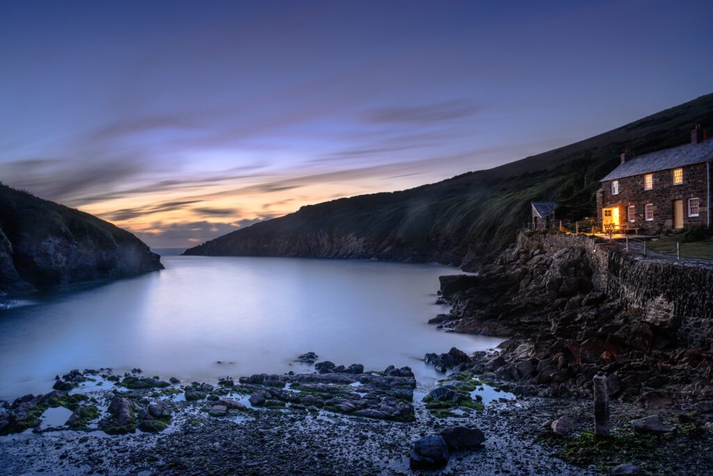 Image of Port Quin at dusk by Frank Leavesley